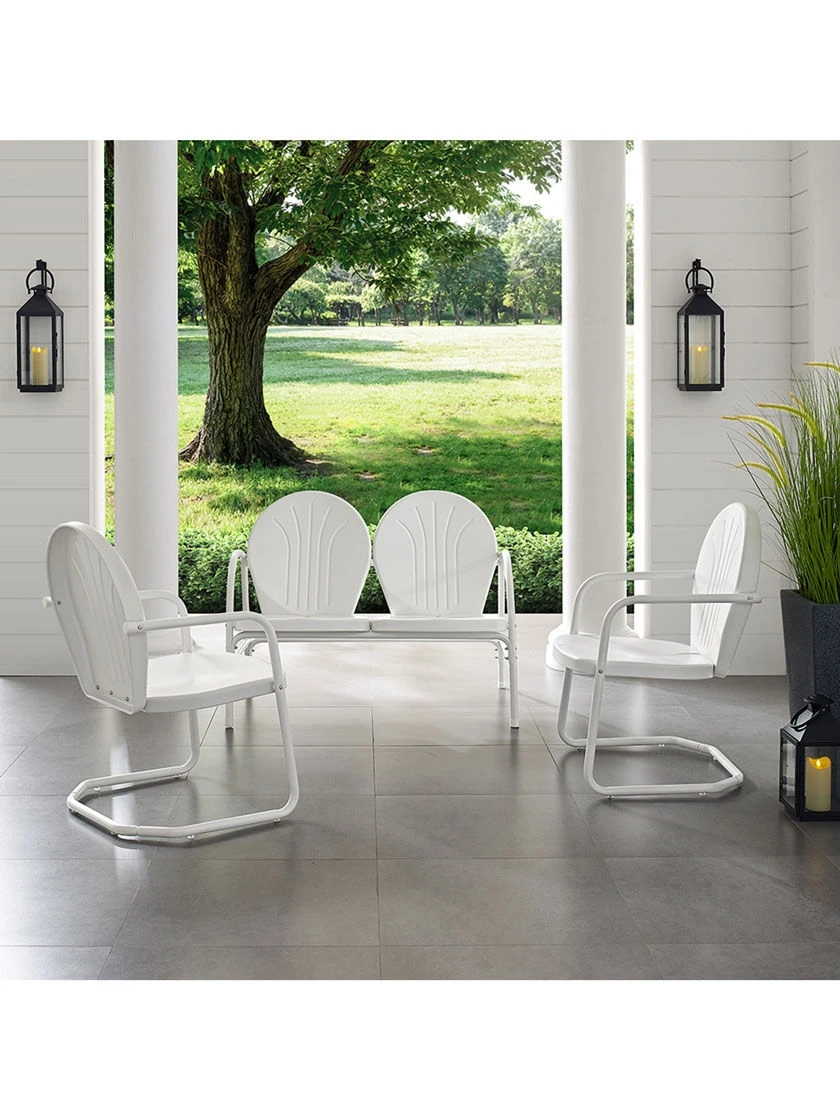 Crosley Griffith Loveseat & 2 Chairs Metal Outdoor Seating Set 3 Crosley Griffith Loveseat & 2 Chairs Metal Outdoor Seating Set