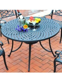 Crosley Sedona Cast Aluminum Dining Table -Garden Supplies Shop 8599662 02v crosley sedona cast aluminum dining table 46 inch round black