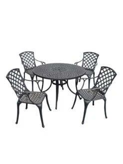 Crosley Sedona Five-Piece Outdoor Dining Set With High Back Armchairs -Garden Supplies Shop 8599666 01v crosley sedona five piece outdoor dining set with high back arm chairs 48 inch black