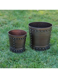 Riveted Planters, Set Of 2 -Garden Supplies Shop 8610032 01v