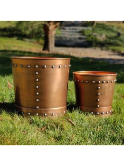 Riveted Planters, Set Of 2 -Garden Supplies Shop 8610032 05v