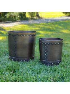 Riveted Planters, Set Of 2 -Garden Supplies Shop 8610081 01v