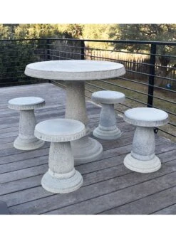 Round Patio Garden Table -Garden Supplies Shop 8610576 01v exaco trading round patio table set with 4 stools 1