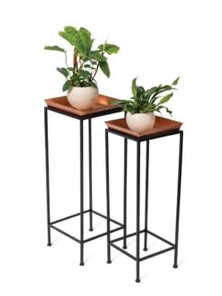 Square Nesting Plant Stands With Trays, Set Of 2 -Garden Supplies Shop 8611014 2872 tif
