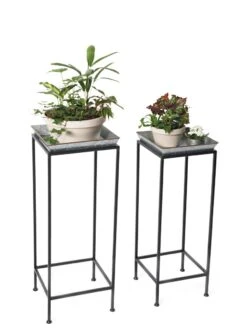 Square Nesting Plant Stands With Galvanized Trays, Set Of 2 -Garden Supplies Shop 8611976 7298 tif
