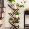 Crisscross Cascading Plant Stand With Copper Trays -Garden Supplies Shop 8612707 0079 crisscross cascading plant stand copper trays