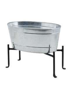 Achla Designs Mini Oval Galvanized Tub With Folding Stand 9 Achla Designs Mini Oval Galvanized Tub With Folding Stand -Garden Supplies Shop 8612906 03v