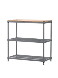 MeshWorks © 3 Tier Plant Shelving With Wood Top 8 MeshWorks © 3 Tier Plant Shelving With Wood Top -Garden Supplies Shop 8613017 04v meshworks 3 tier plant shelf with wood top silver